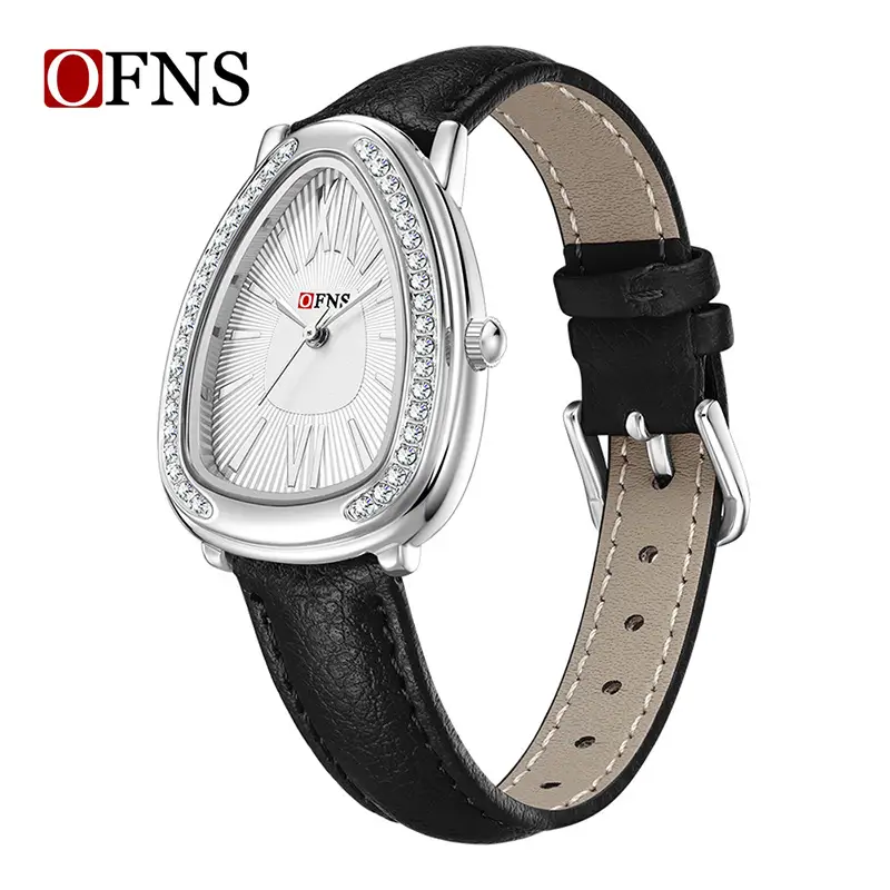 Women's Luxury Quartz Watch with Diamond Bezel and Black Belt - Image 7