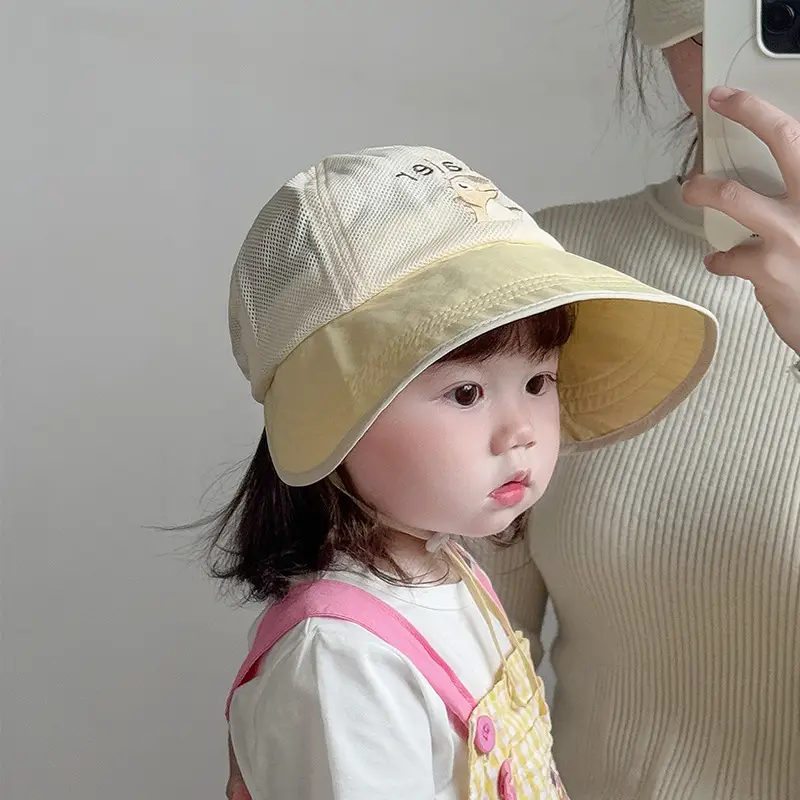 Baby Mesh Sun Hat with Cartoon Embroidery - Image 6