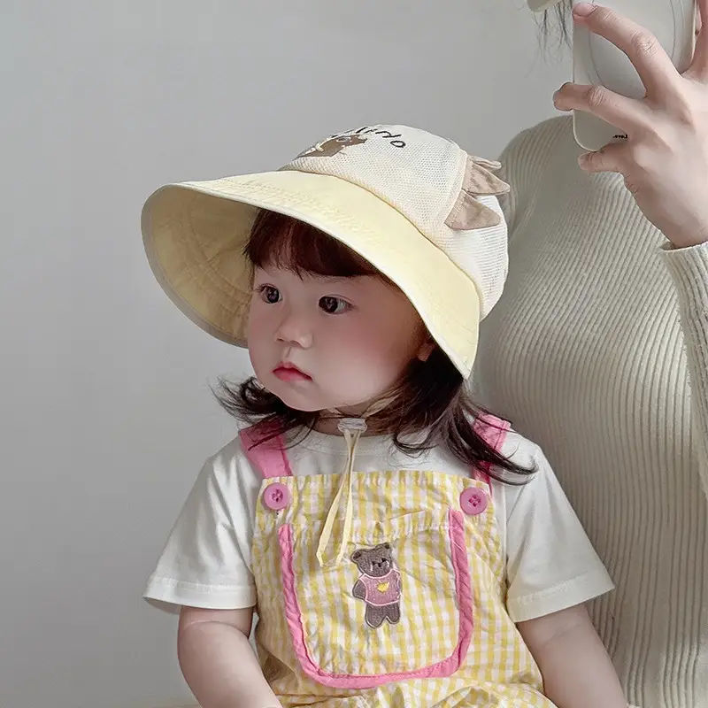 Baby Mesh Sun Hat with Cartoon Embroidery - Image 7