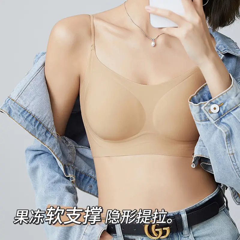 Original Size-Free Invisible Traceless Liquid Foundation Intimates for Women White t Opaque Spaghetti Straps Beautiful Back Bra Tube Top Cross-Border