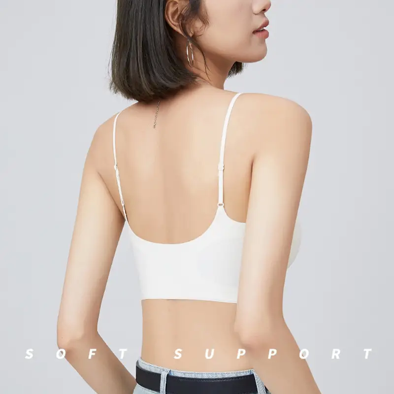 Original Size-Free Invisible Traceless Liquid Foundation Intimates for Women White t Opaque Spaghetti Straps Beautiful Back Bra Tube Top Cross-Border