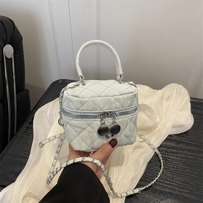 White Korean Style Bucket Bag Women 2025 - Image 8