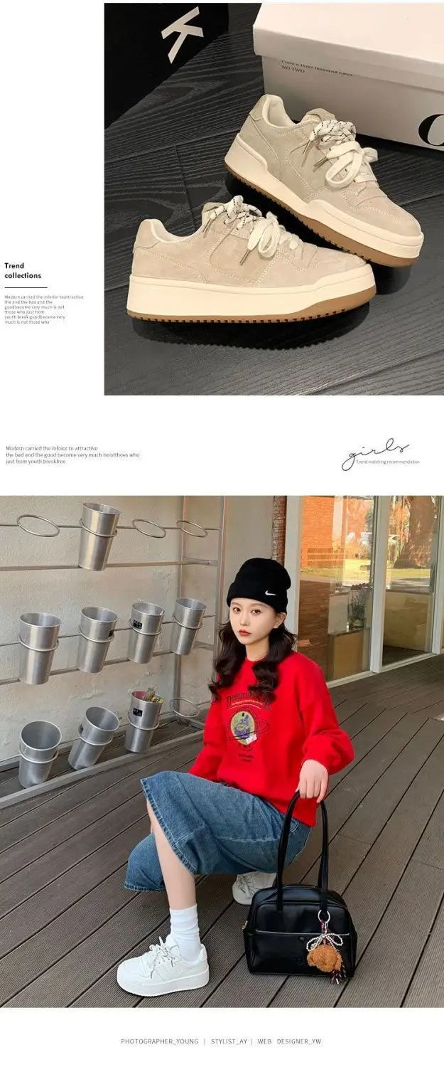 Vintage Niche Board Shoes Women's Ins Trendy 2025 Spring New Thick-soled All-match Casual Sports Student Fashion Single-layer Shoes — feature 10