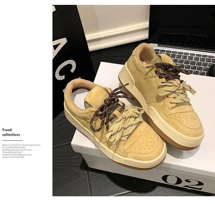 Vintage Niche Board Shoes Women's Ins Trendy 2025 Spring New Thick-soled All-match Casual Sports Student Fashion Single-layer Shoes — feature 13