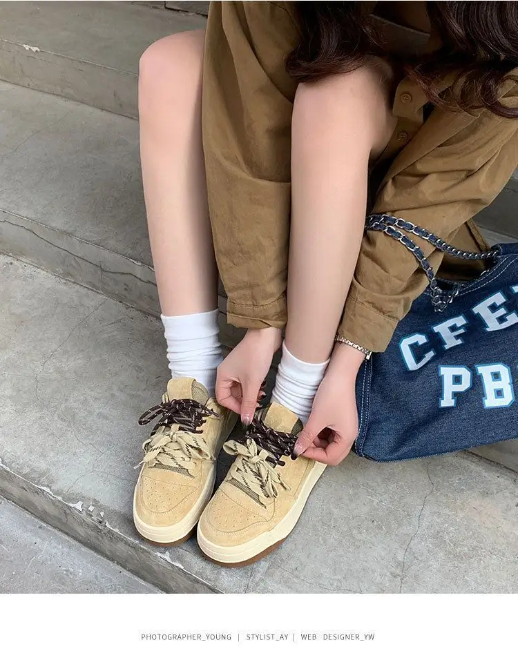 Vintage Niche Board Shoes Women's Ins Trendy 2025 Spring New Thick-soled All-match Casual Sports Student Fashion Single-layer Shoes — feature 15