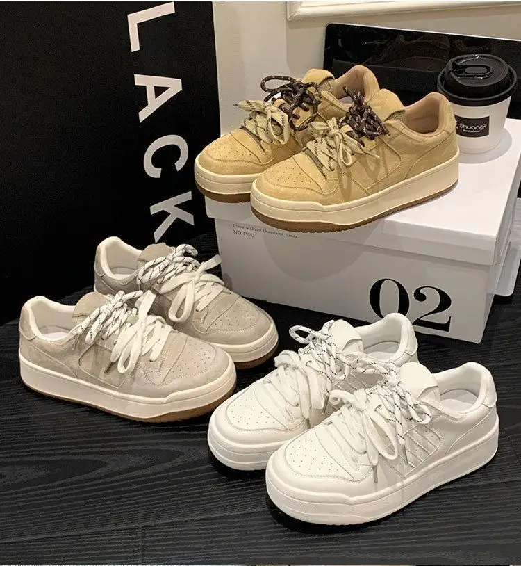 Vintage Niche Board Shoes Women's Ins Trendy 2025 Spring New Thick-soled All-match Casual Sports Student Fashion Single-layer Shoes — feature 16