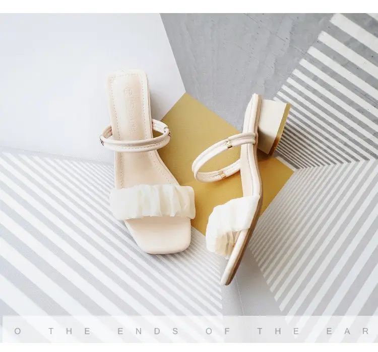 Fairy Style Sandals Women's Summer 2025 New Arrival Thick Heel Cyber Popular French Mid Heel High Heel Two-Wearing Sandals — feature 6