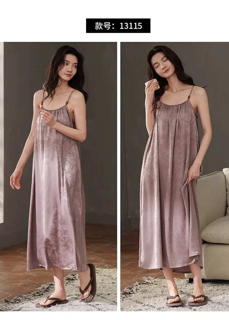 Chun Baifen Nightdress Women's Pajamas Summer Summer Ice Silk Camisole Summer High-end dress Retro Style — feature 20