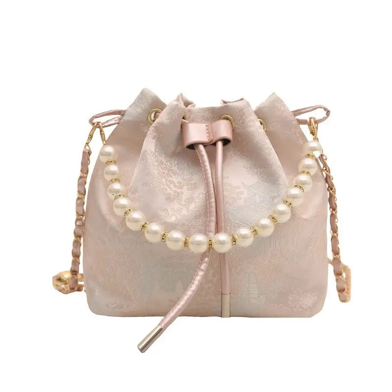 Chinese Embroidered Pearl Chain Shoulder Bag - Image 10