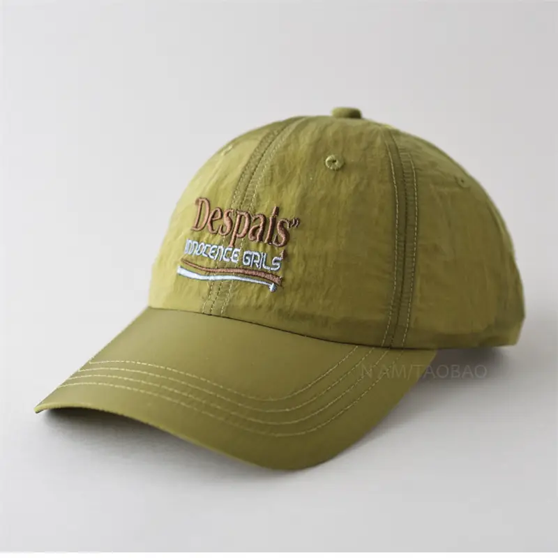 Kids Baseball Cap Olive Green Embroidered Design