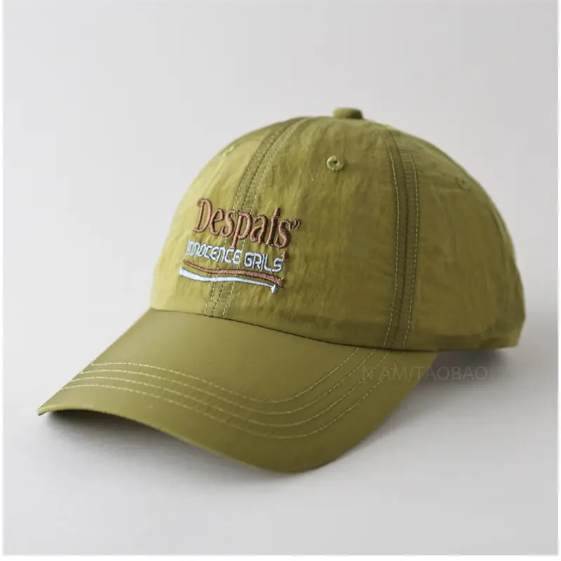 Kids Baseball Cap Olive Green Embroidered Design