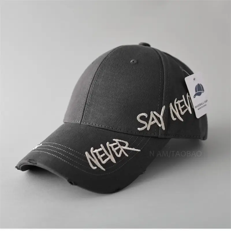 Black Korean Letter Embroidered Baseball Cap for Men Women