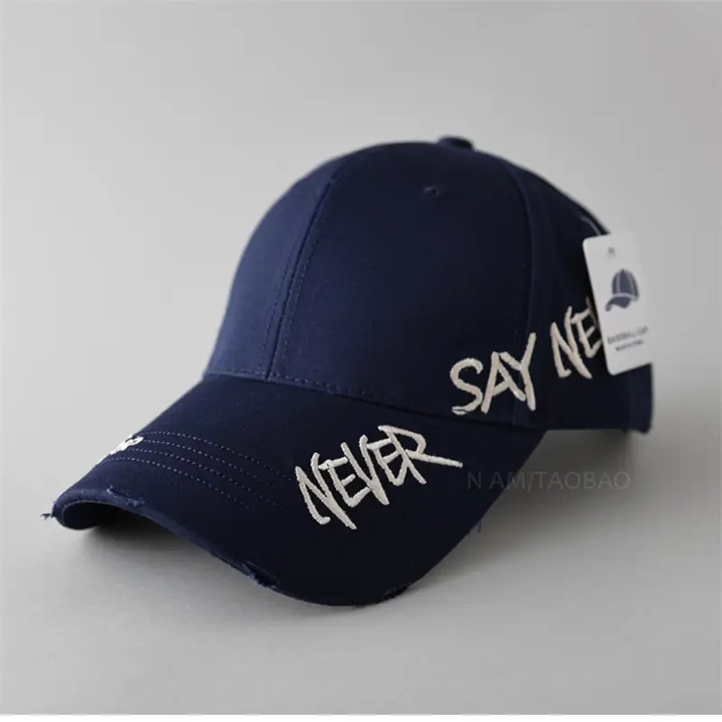 Black Korean Letter Embroidered Baseball Cap for Men Women