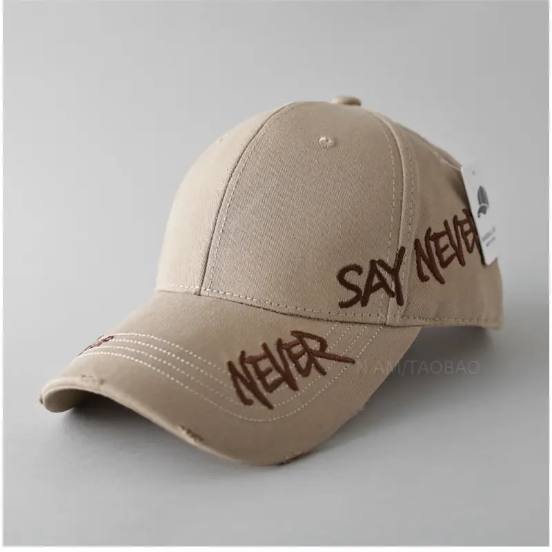 Black Korean Letter Embroidered Baseball Cap for Men Women