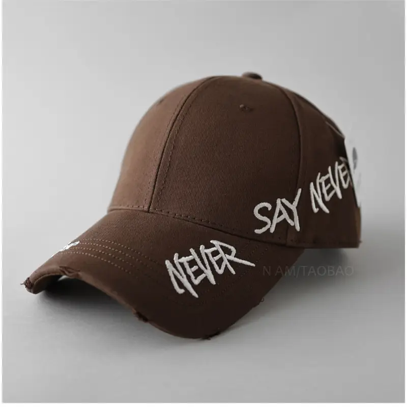 Black Korean Letter Embroidered Baseball Cap for Men Women