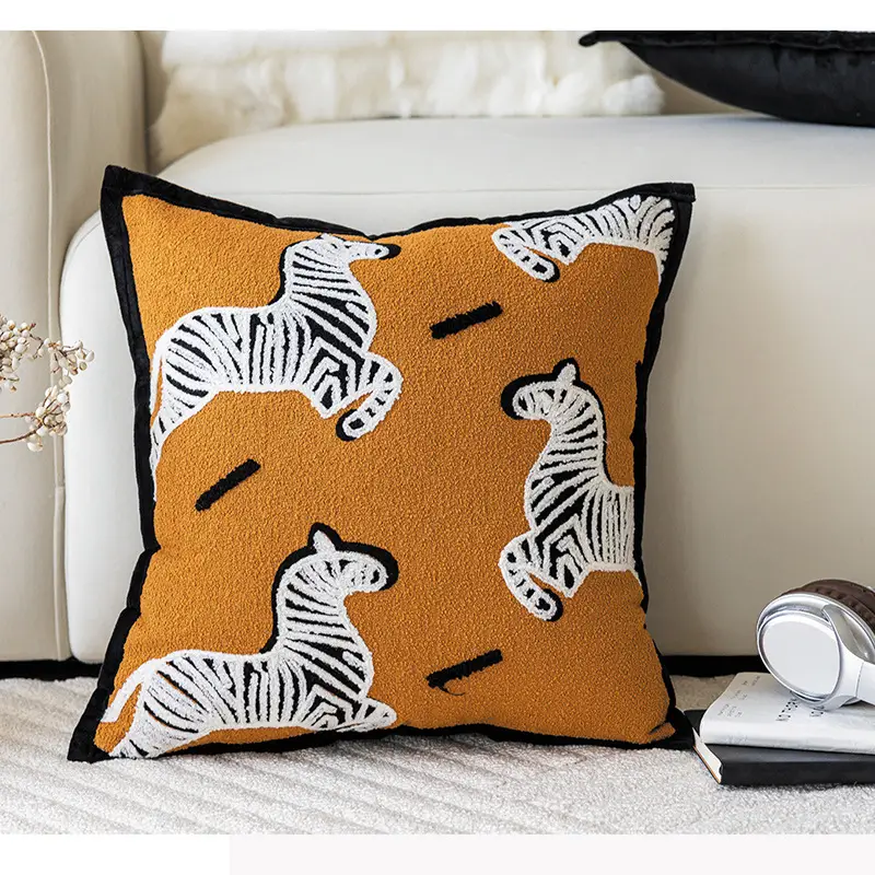 Zebra Print Sofa Cushion Pillow Set Black White - Image 2