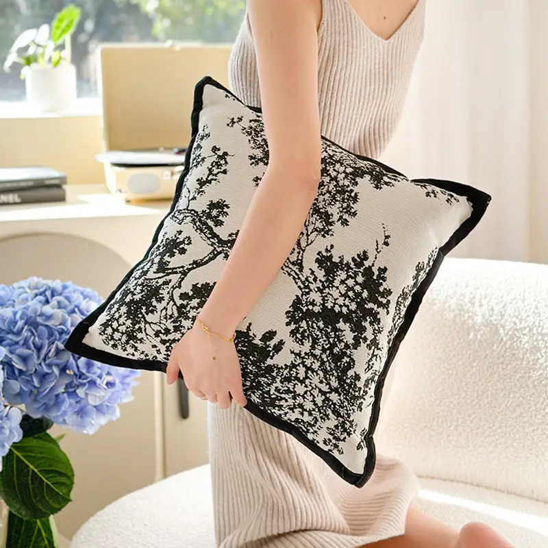 Zebra Print Sofa Cushion Pillow Set Black White - Image 5