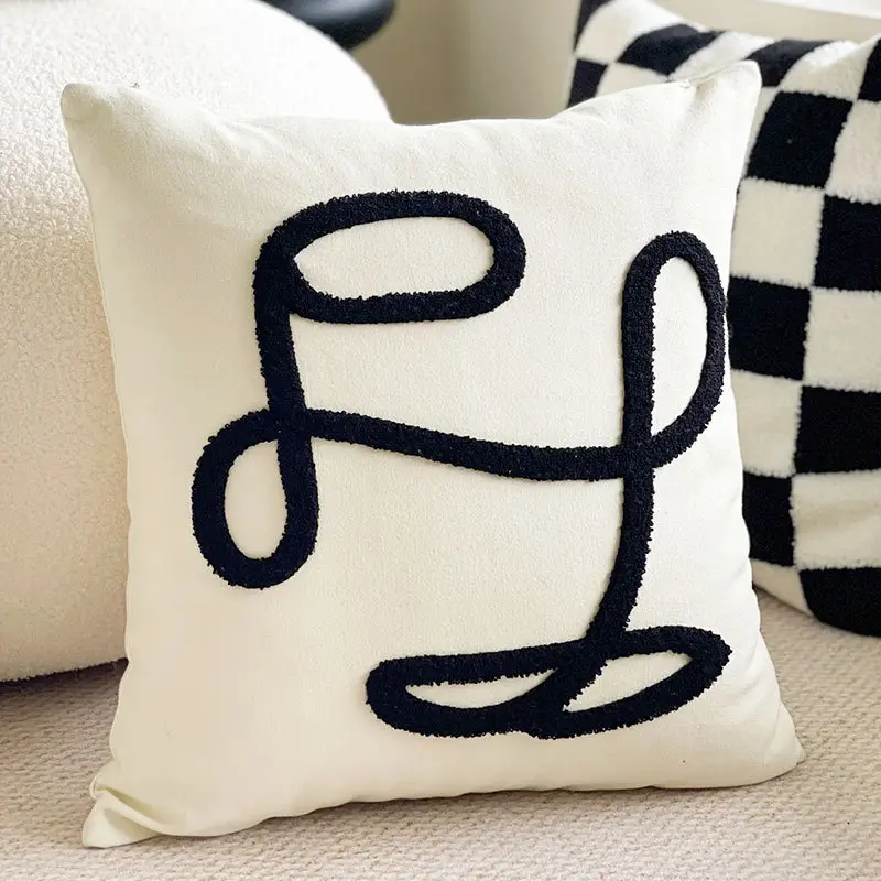 Zebra Print Sofa Cushion Pillow Set Black White - Image 7
