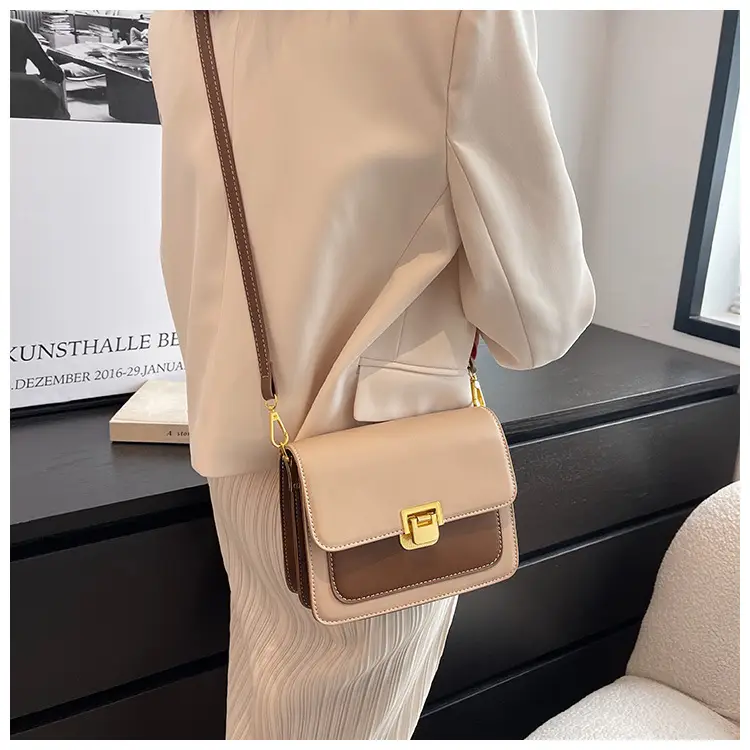 Women Crossbody Bag Cream Brown Gold Plated 2026 New — feature 25