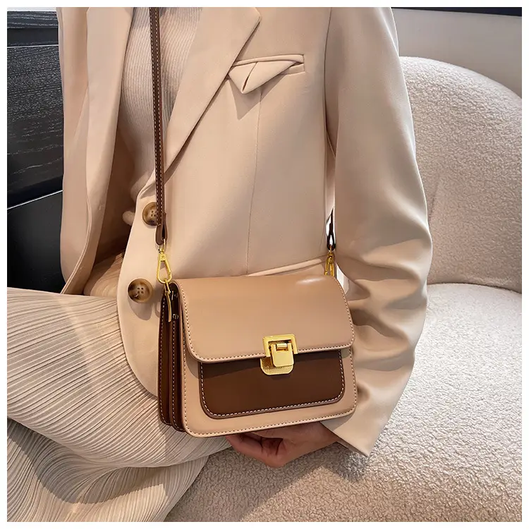 Women Crossbody Bag Cream Brown Gold Plated 2026 New — feature 27