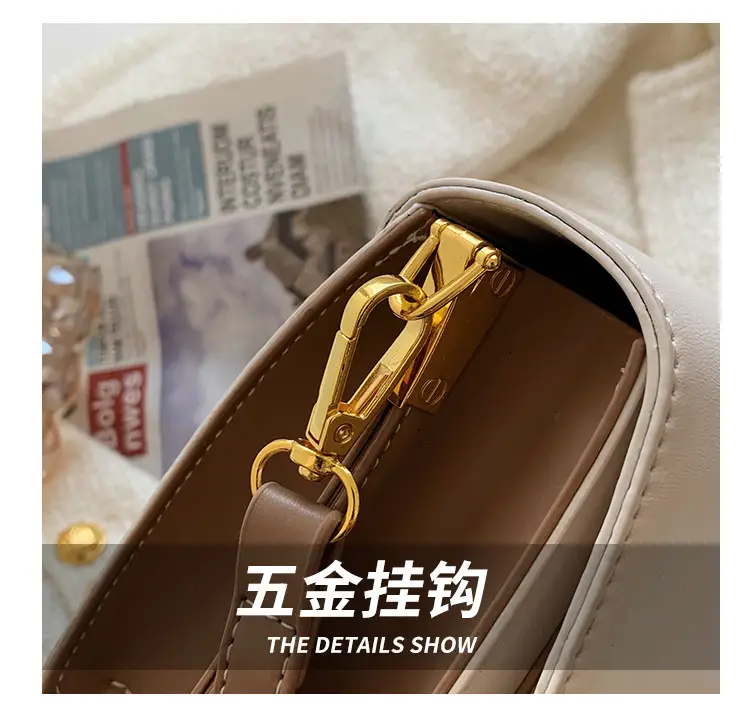 Women Crossbody Bag Cream Brown Gold Plated 2026 New — feature 4