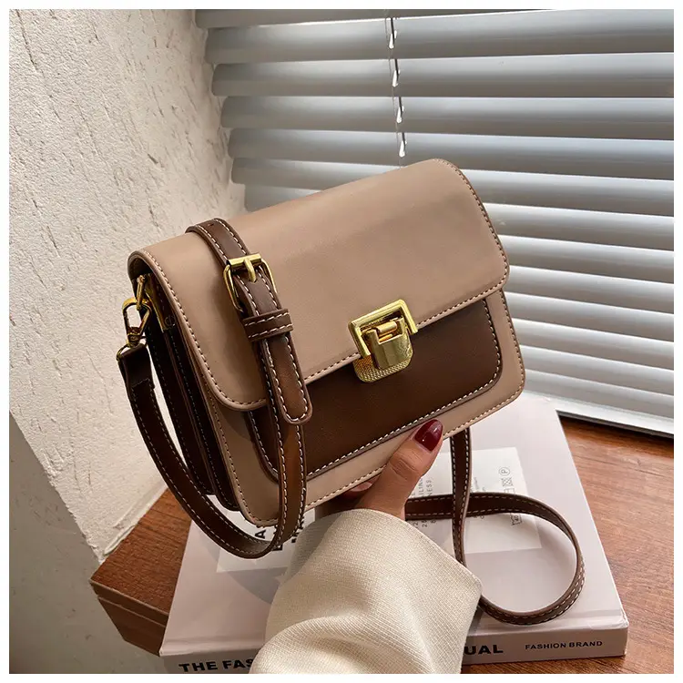 Women Crossbody Bag Cream Brown Gold Plated 2026 New — feature 41