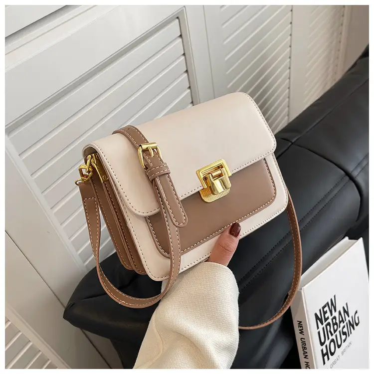 Women Crossbody Bag Cream Brown Gold Plated 2026 New — feature 43