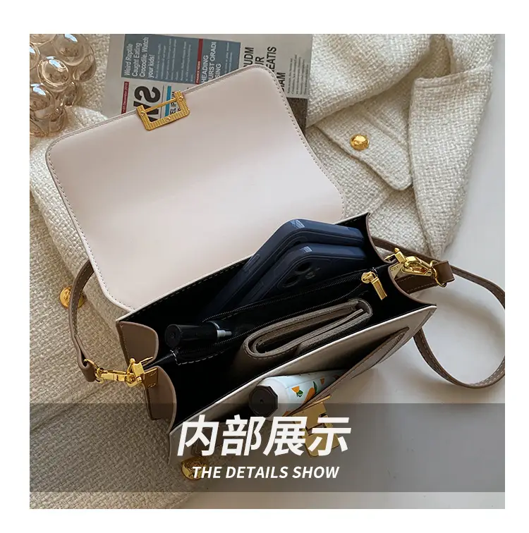 Women Crossbody Bag Cream Brown Gold Plated 2026 New — feature 8