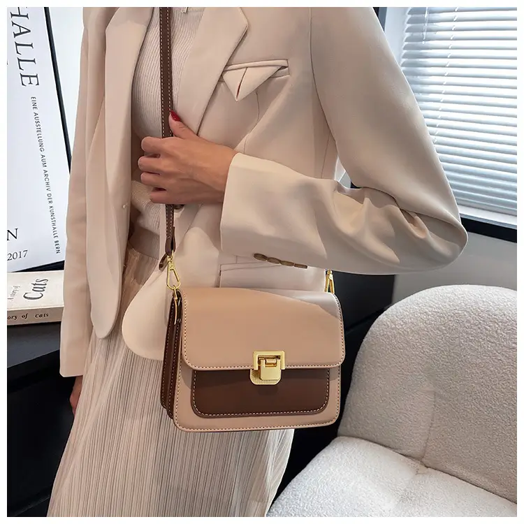 Women Crossbody Bag Cream Brown Gold Plated 2026 New — feature 9