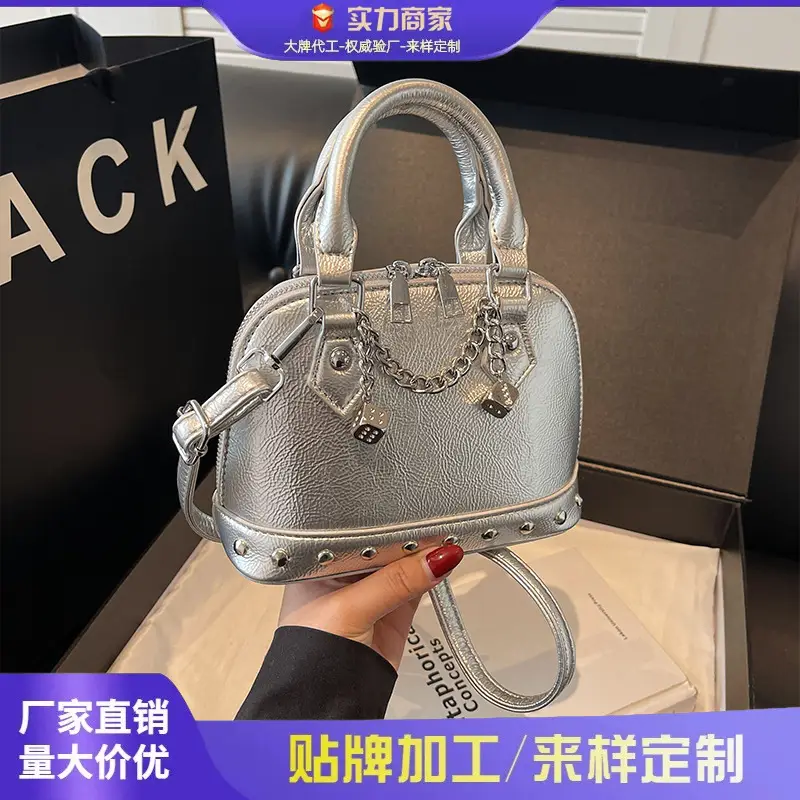 Silver Chain Handbag Small Fashion Shoulder Bag - Image 6