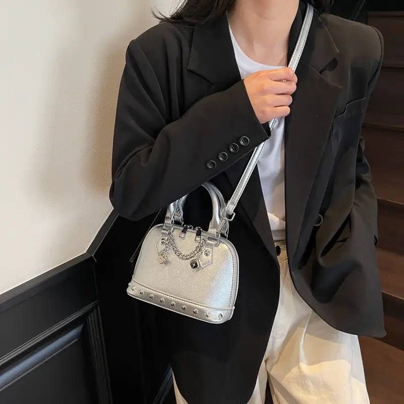 Silver Chain Handbag Small Fashion Shoulder Bag - Image 8