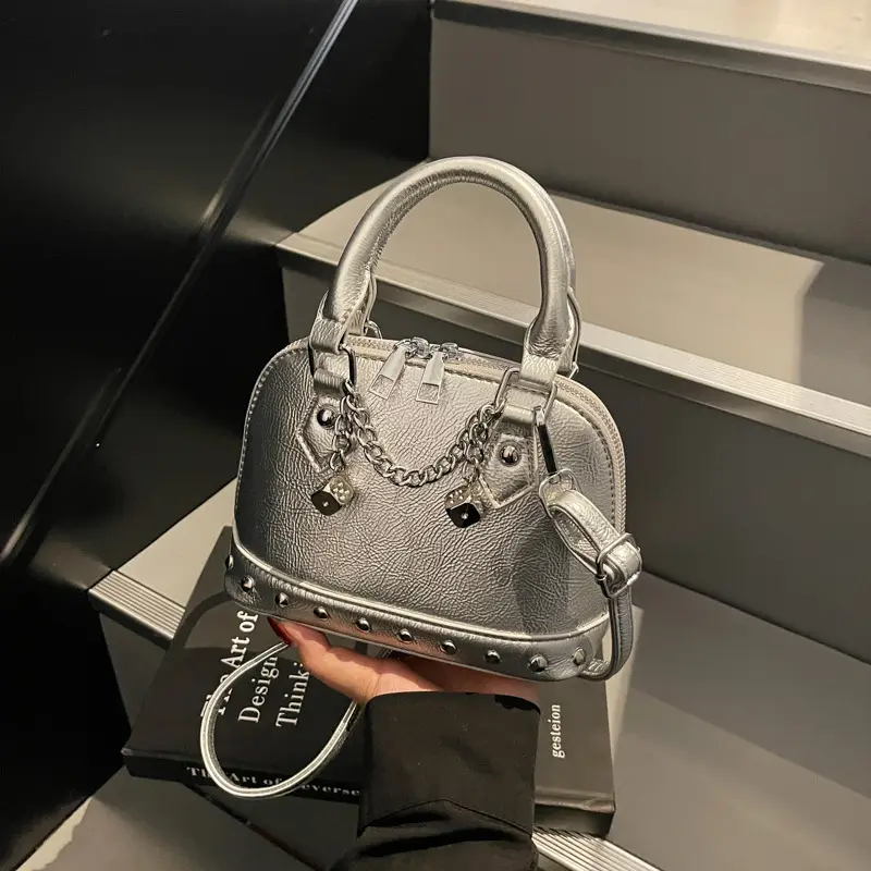 Silver Chain Handbag Small Fashion Shoulder Bag - Image 5