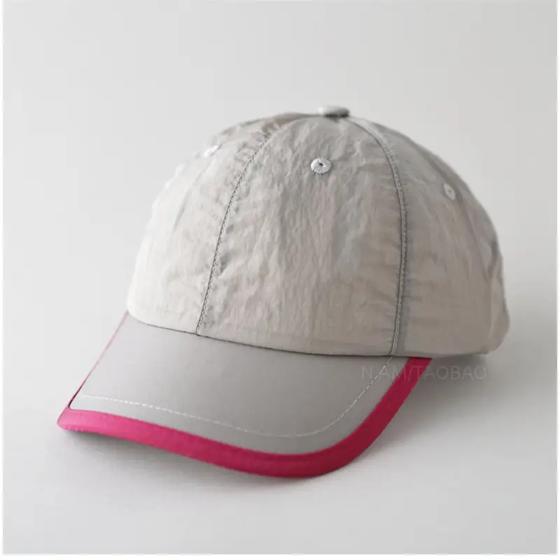 Light Gray Baseball Cap with Pink Trim for Men Women - Image 2