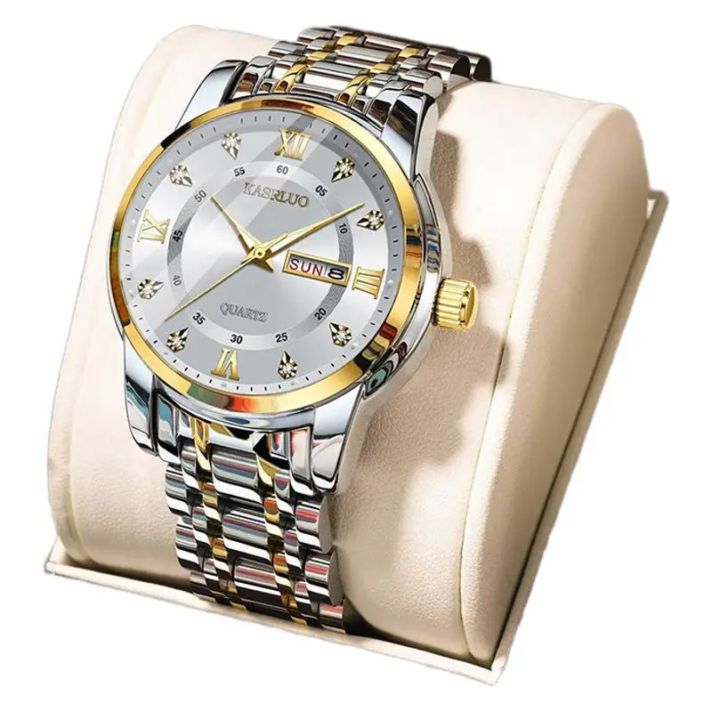 Men's Gold Plated Quartz Watch with Blue Dial - Image 19