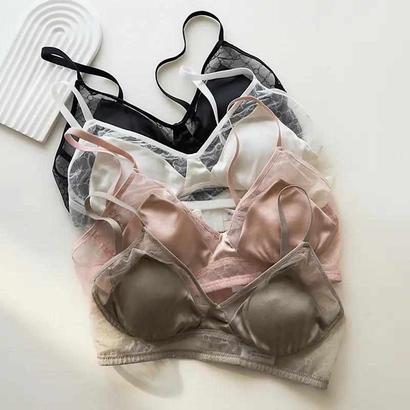 Summer New Style Mulberry Silk Non-steel Ring French Triangle Cup Bra Real Silk Thin Real Silk Underwear Women's Comfortable Bra - Image 5