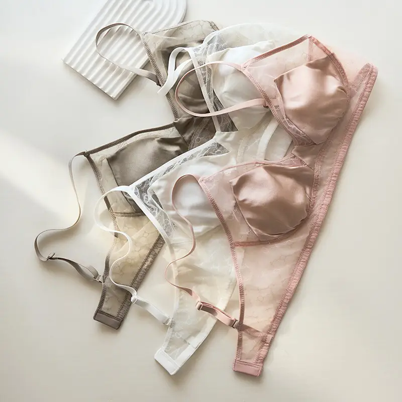 Summer New Style Mulberry Silk Non-steel Ring French Triangle Cup Bra Real Silk Thin Real Silk Underwear Women's Comfortable Bra - Image 6