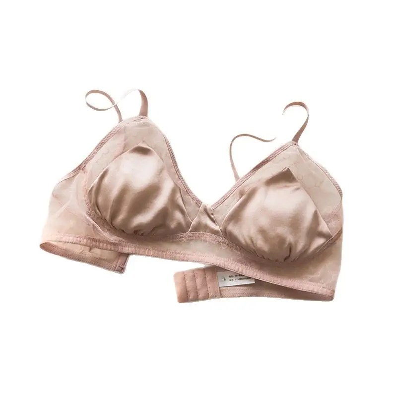 Summer New Style Mulberry Silk Non-steel Ring French Triangle Cup Bra Real Silk Thin Real Silk Underwear Women's Comfortable Bra - Image 7