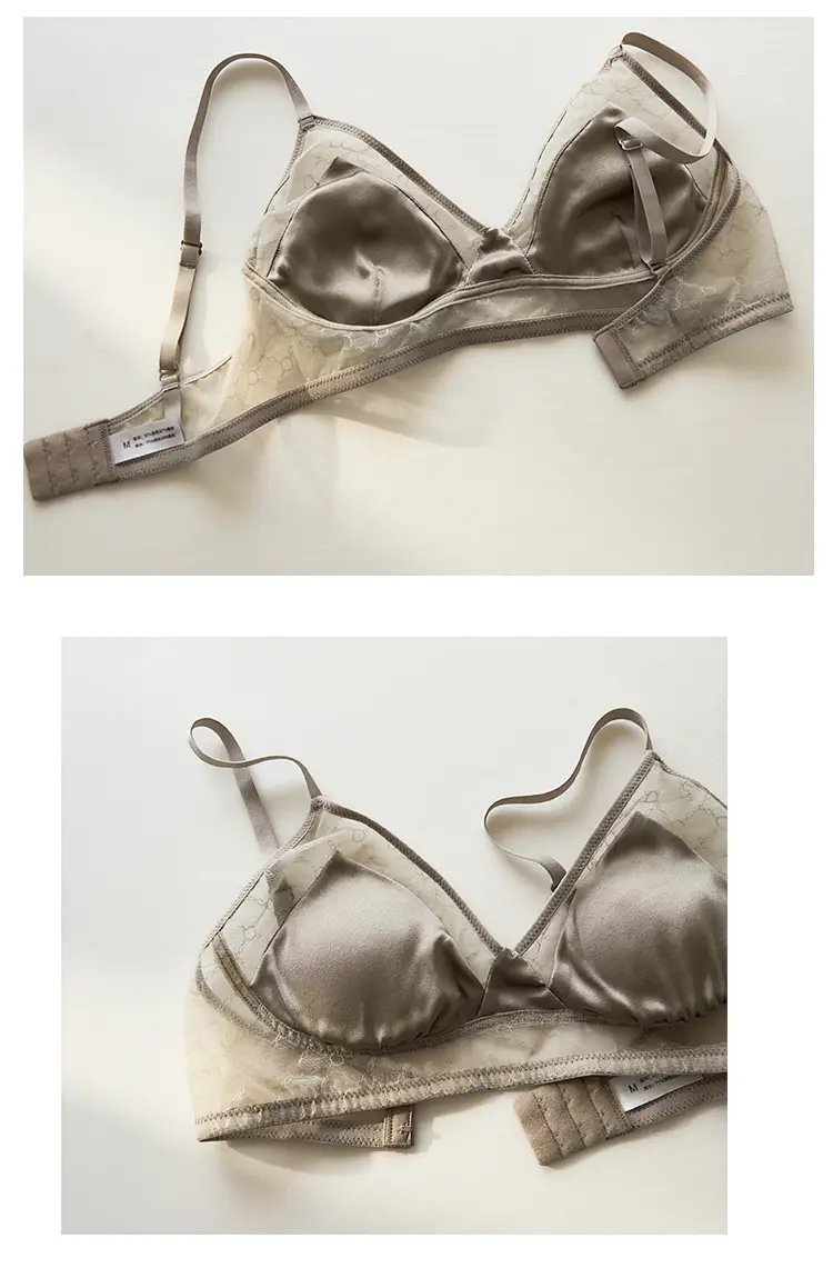 Summer New Style Mulberry Silk Non-steel Ring French Triangle Cup Bra Real Silk Thin Real Silk Underwear Women's Comfortable Bra — feature 11