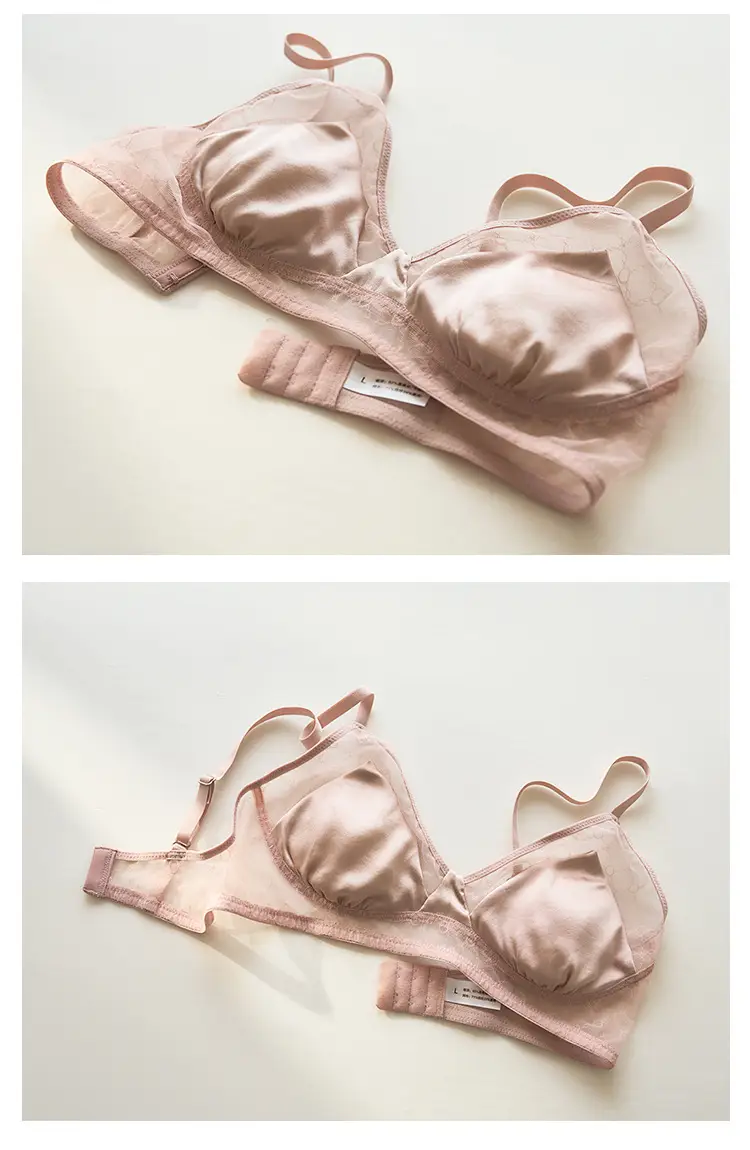 Summer New Style Mulberry Silk Non-steel Ring French Triangle Cup Bra Real Silk Thin Real Silk Underwear Women's Comfortable Bra — feature 12