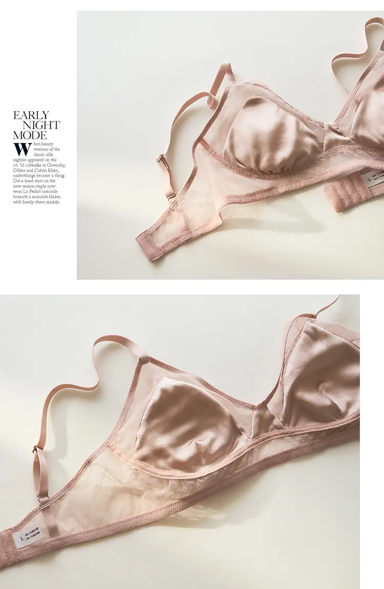 Summer New Style Mulberry Silk Non-steel Ring French Triangle Cup Bra Real Silk Thin Real Silk Underwear Women's Comfortable Bra — feature 15