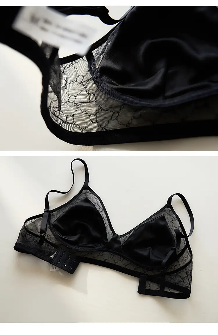Summer New Style Mulberry Silk Non-steel Ring French Triangle Cup Bra Real Silk Thin Real Silk Underwear Women's Comfortable Bra — feature 16