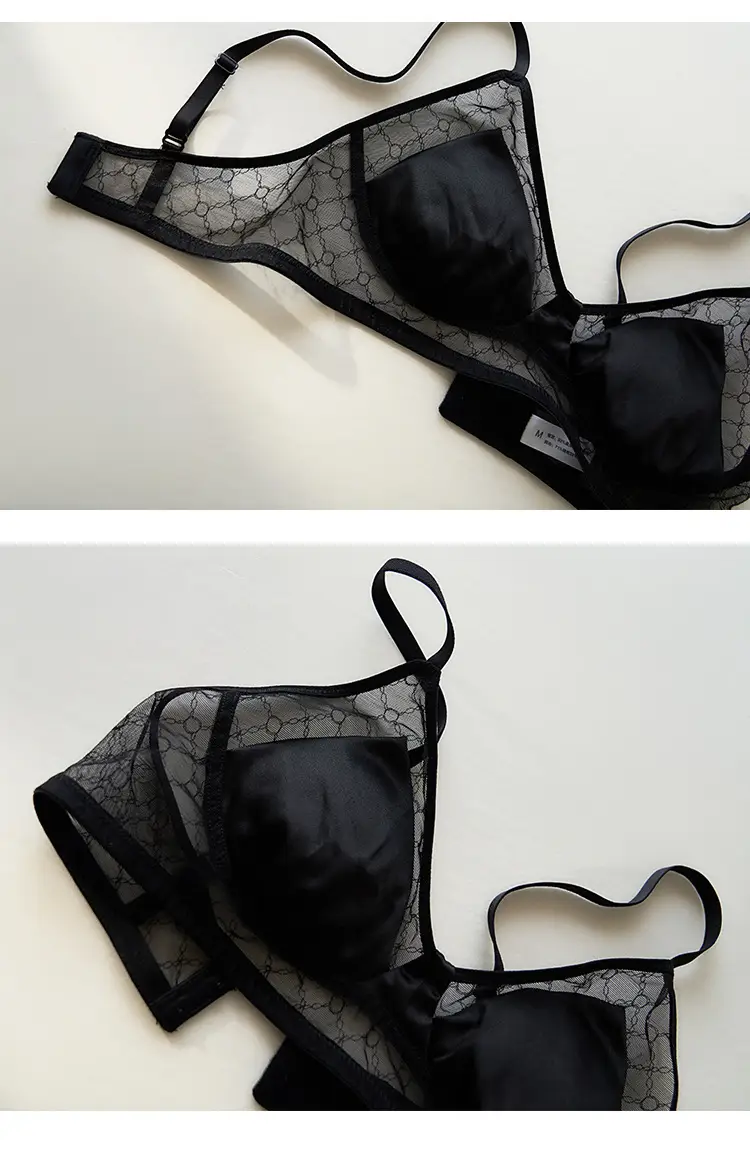 Summer New Style Mulberry Silk Non-steel Ring French Triangle Cup Bra Real Silk Thin Real Silk Underwear Women's Comfortable Bra — feature 18