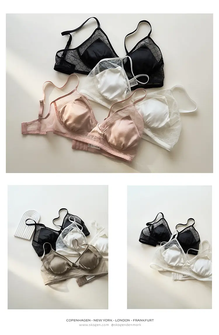 Summer New Style Mulberry Silk Non-steel Ring French Triangle Cup Bra Real Silk Thin Real Silk Underwear Women's Comfortable Bra — feature 5