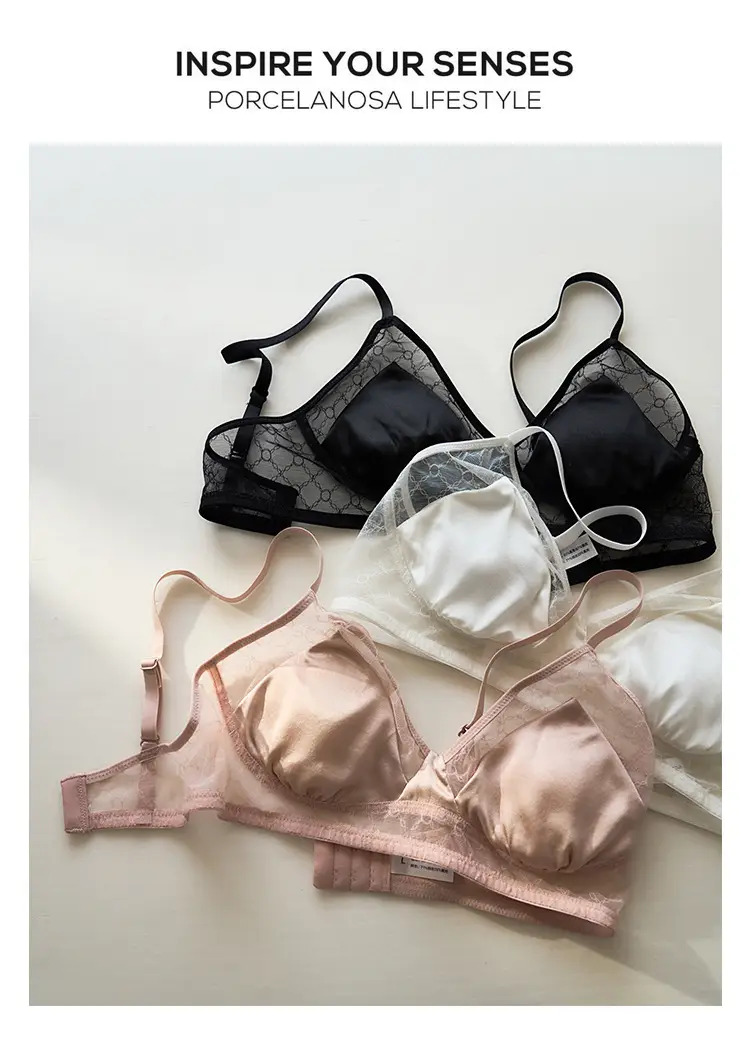 Summer New Style Mulberry Silk Non-steel Ring French Triangle Cup Bra Real Silk Thin Real Silk Underwear Women's Comfortable Bra — feature 6