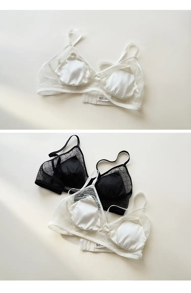 Summer New Style Mulberry Silk Non-steel Ring French Triangle Cup Bra Real Silk Thin Real Silk Underwear Women's Comfortable Bra — feature 7