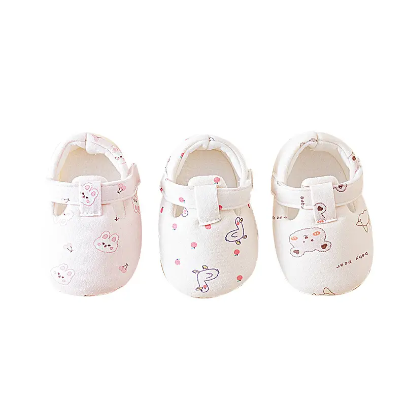 Pink Cotton Baby Shoes with Velcro & Non-Slip Sole