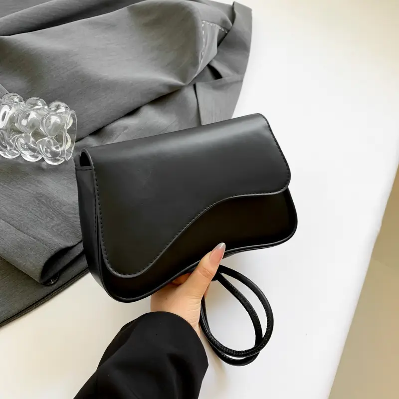 Black Square Flip Shoulder Bag for Women