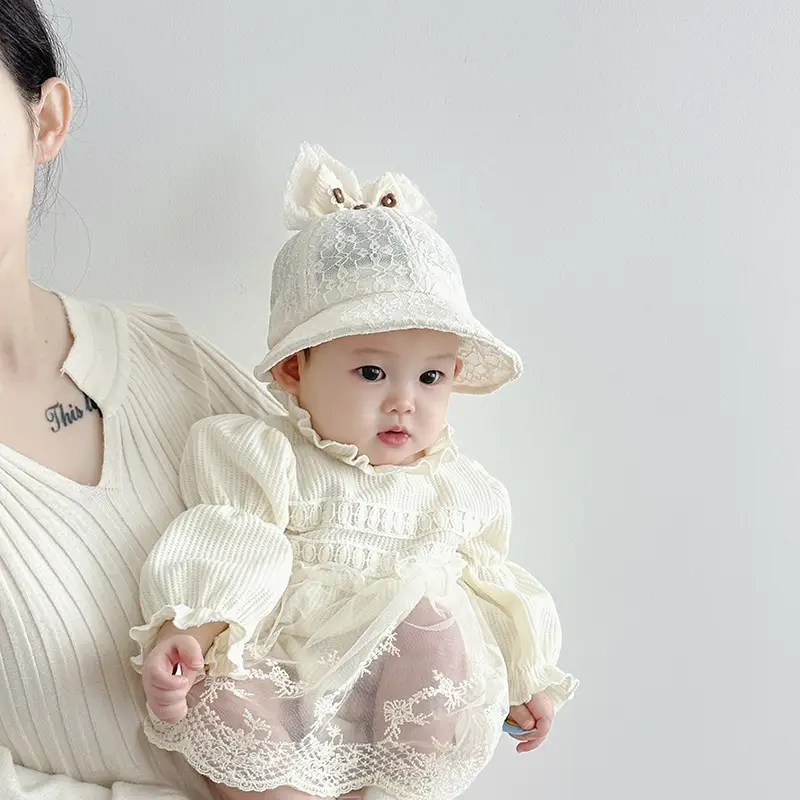 Pink Lace Sunshade Hat for Baby Girls Spring Autumn - Image 6