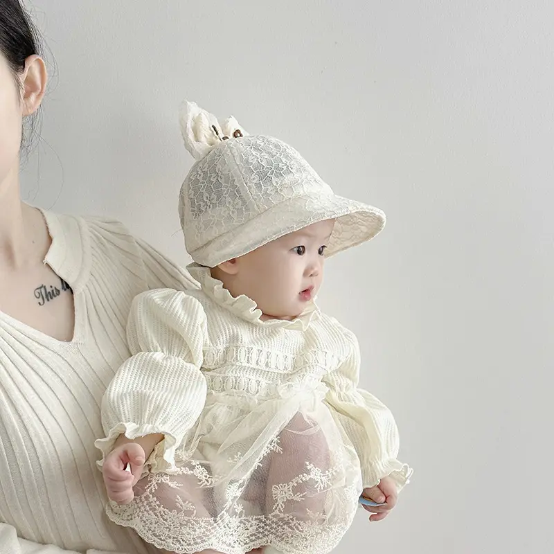 Pink Lace Sunshade Hat for Baby Girls Spring Autumn - Image 7