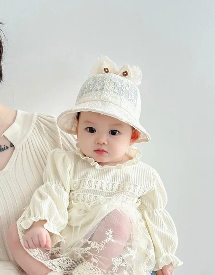 Pink Lace Sunshade Hat for Baby Girls Spring Autumn — feature 1